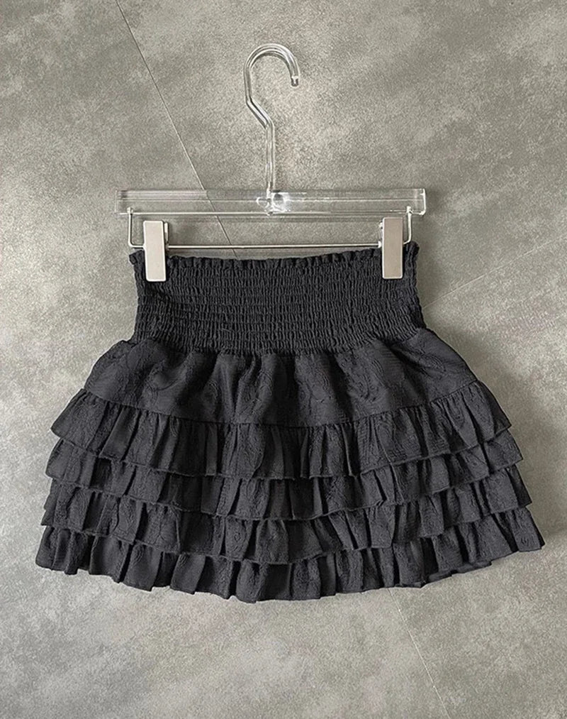 Women Ruffle High Waist Skirt