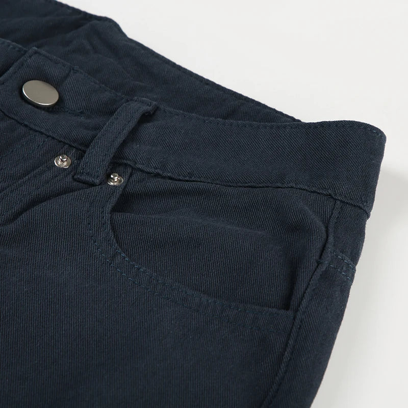 Women Low-Waist Rivet Wide Jeans