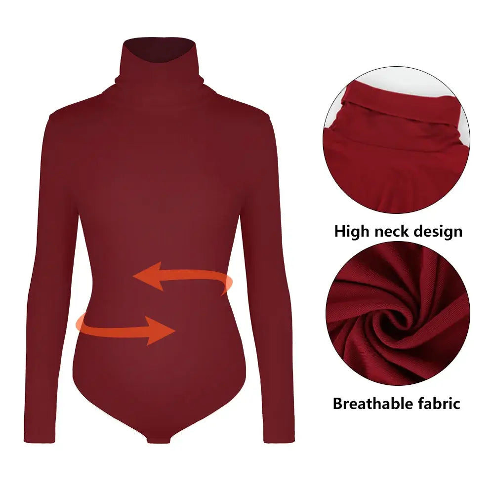 Women High Neck Long Sleeve Bodysuit