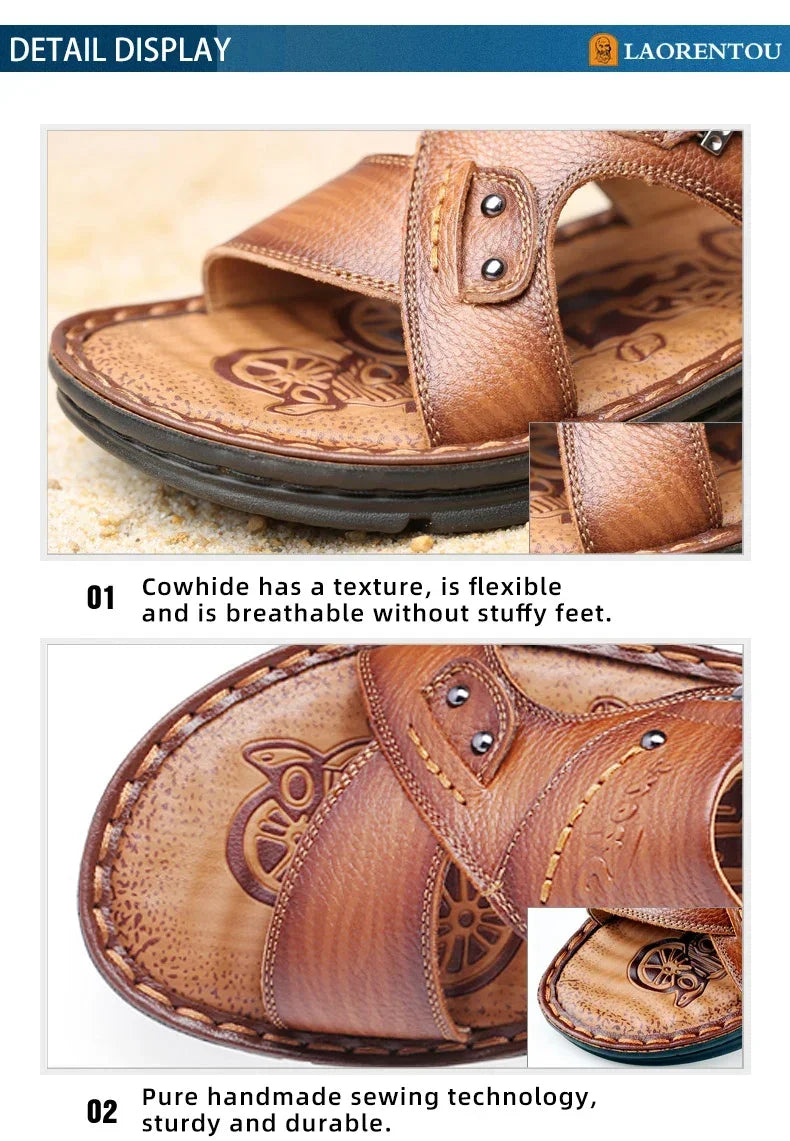 Men Leather Buckle Casual Sandals