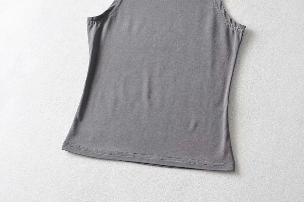 Solid Color Sleeveless Crop Tank Top