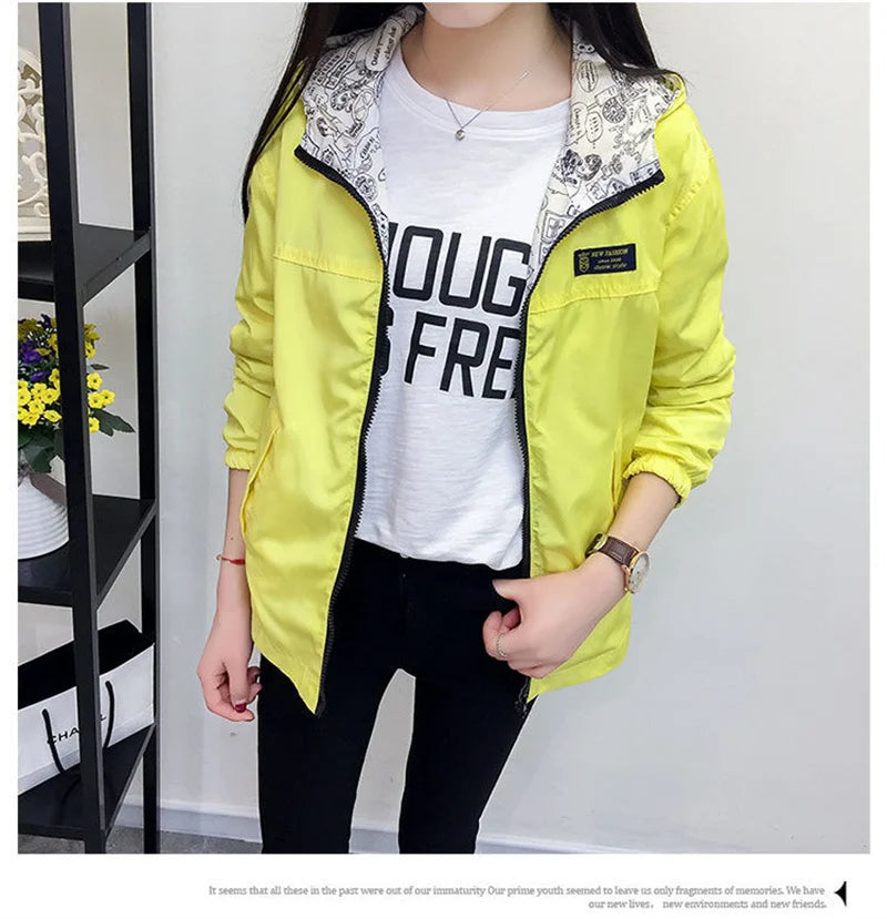 Double-Sided Women's Trench Coat – Hooded Spring Autumn Windbreaker