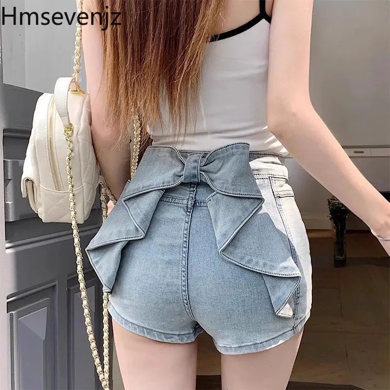 BowPop™ – Summer Hot Girl Denim Shorts (Hip Wrap, High Waist Fit)