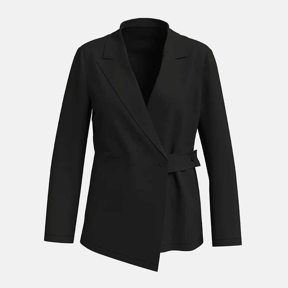 MuseForm™ – Buttoned Shawl Collar Blazer (Elegant Fit, Office Ready)