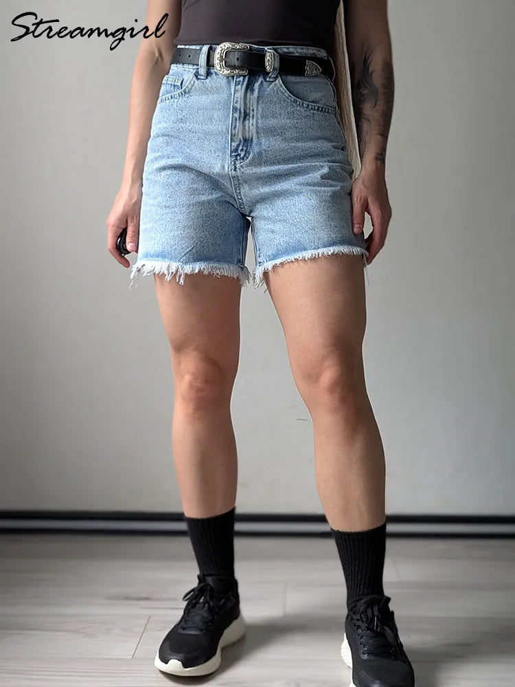 Women's Blue Casual Denim Shorts