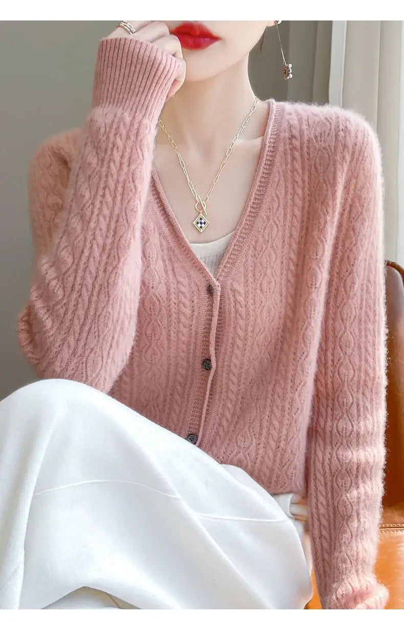 Women Merino Wool Cashmere Cardigan
