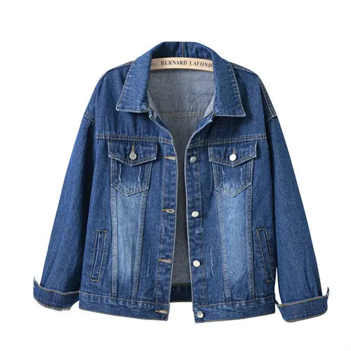 Women's Single Breasted Denim Lapel Jacket