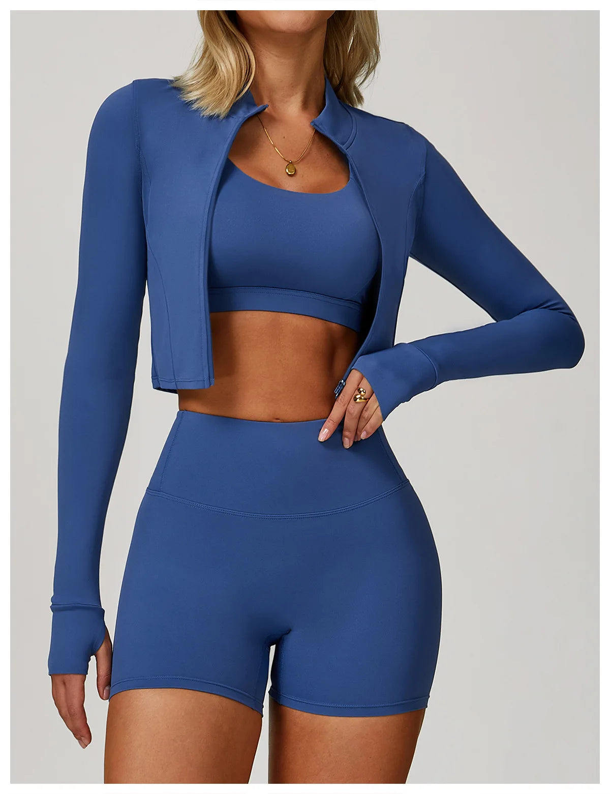 Women's Sexy Zip Long Sleeve Yoga Jacket – Workout Running Cycling Top