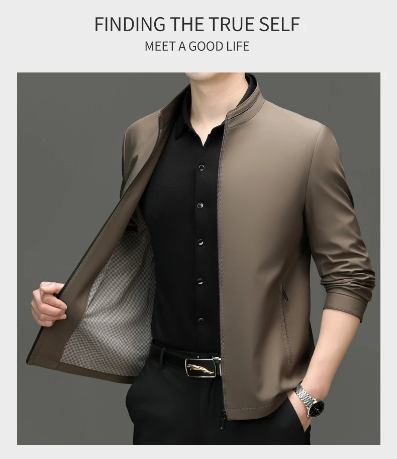 Men Stand Collar Zipper Jacket