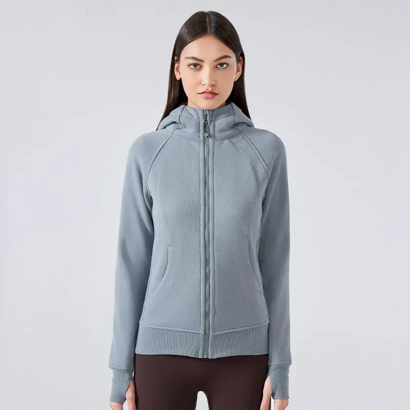 Women Thick Warm Hooded Sports Jacket
