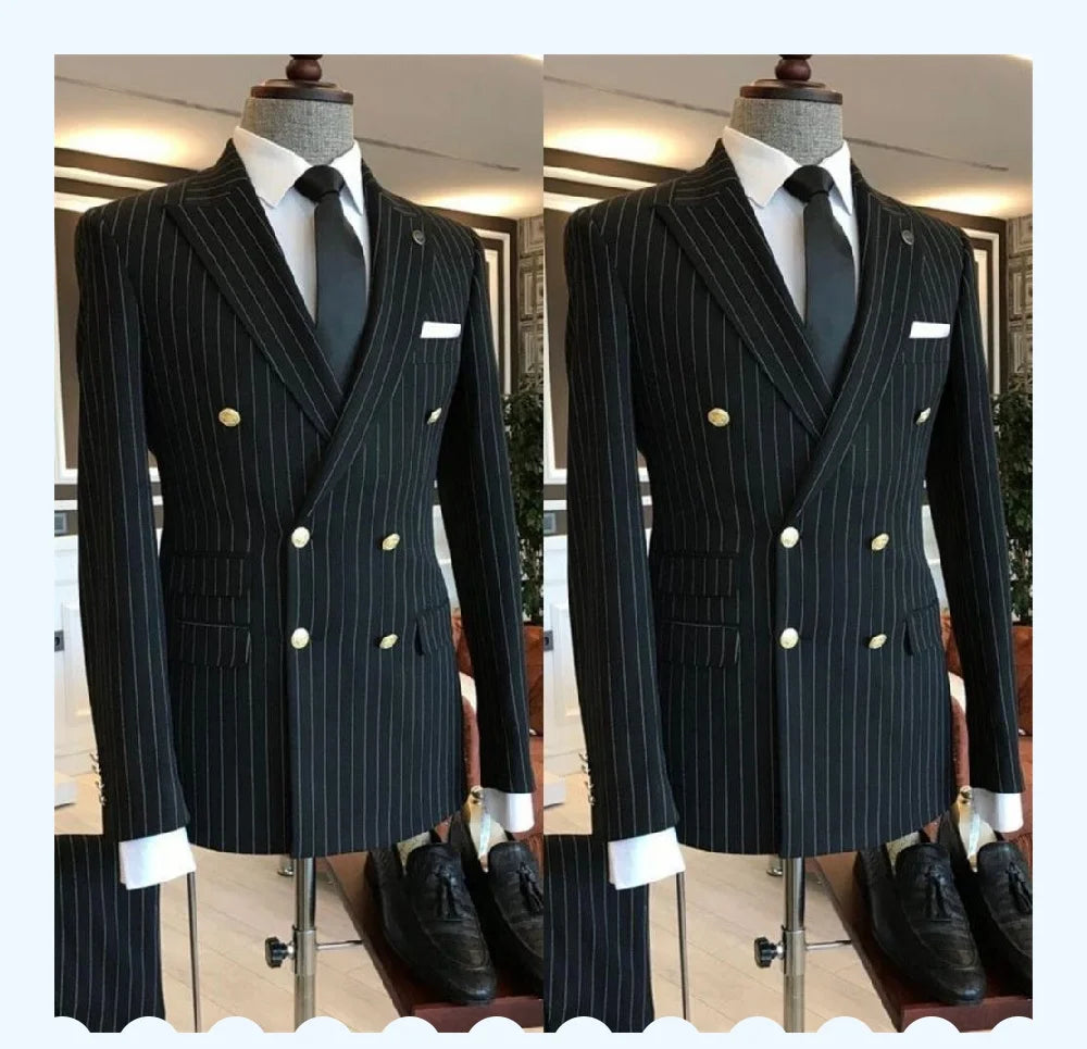Men Striped 2-Piece Suit