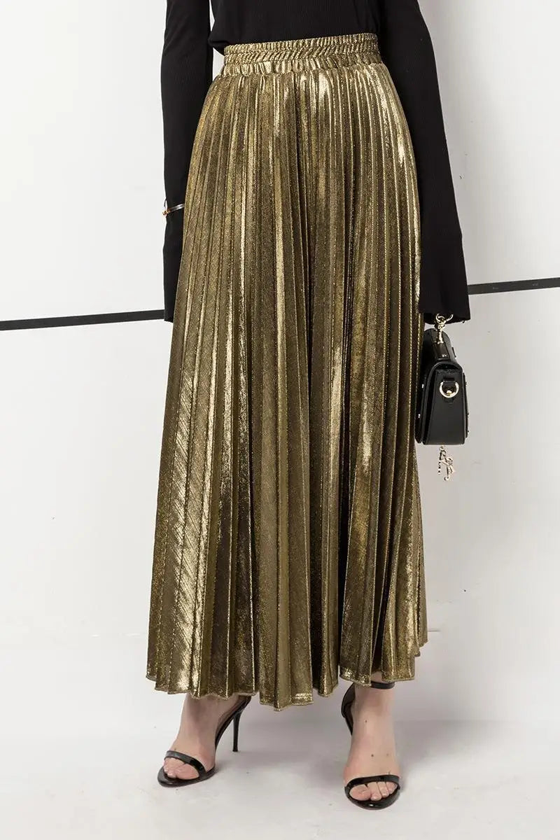 Women Gold Swing Maxi Skirt