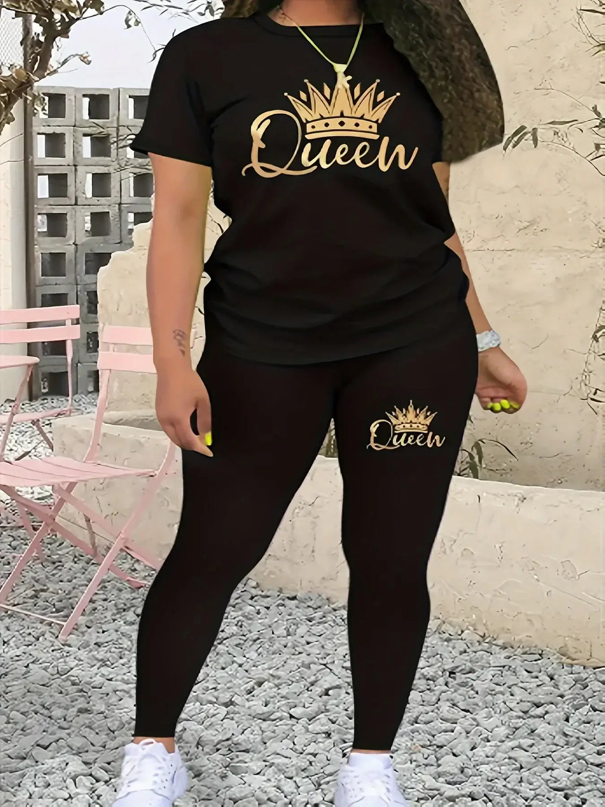 Women Plus Size Printed Casual Set