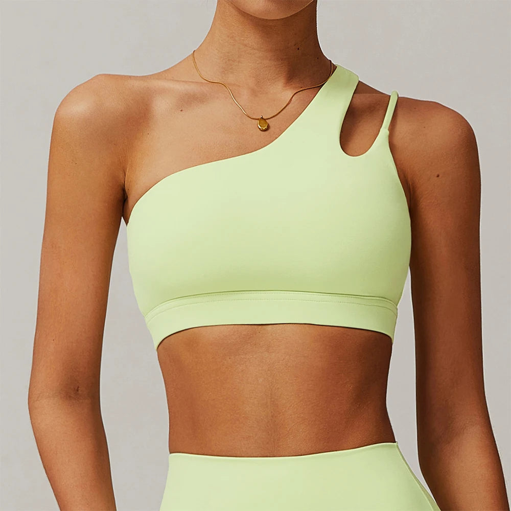 Women Oblique Shoulder Sports Bra