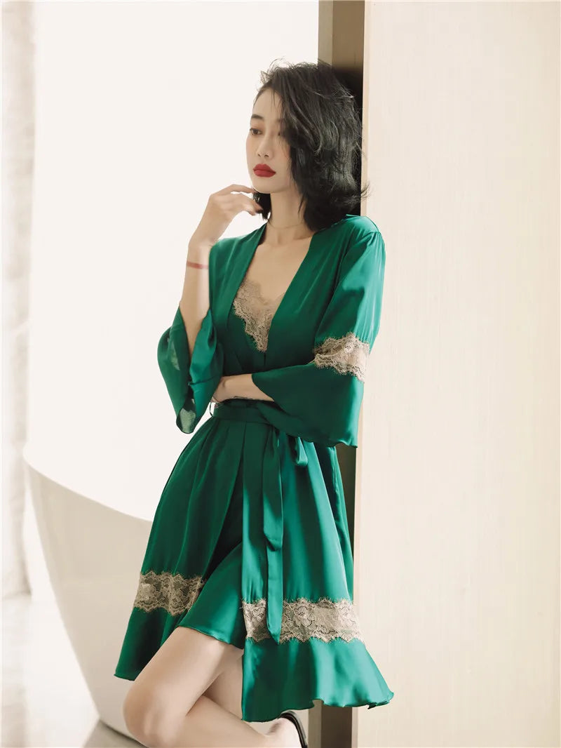 Women Ice Silk Nighty Pajamas