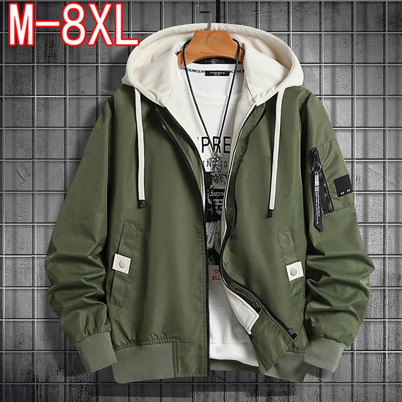 Men's Plus Size Hooded Jacket – 8XL Winter Coat