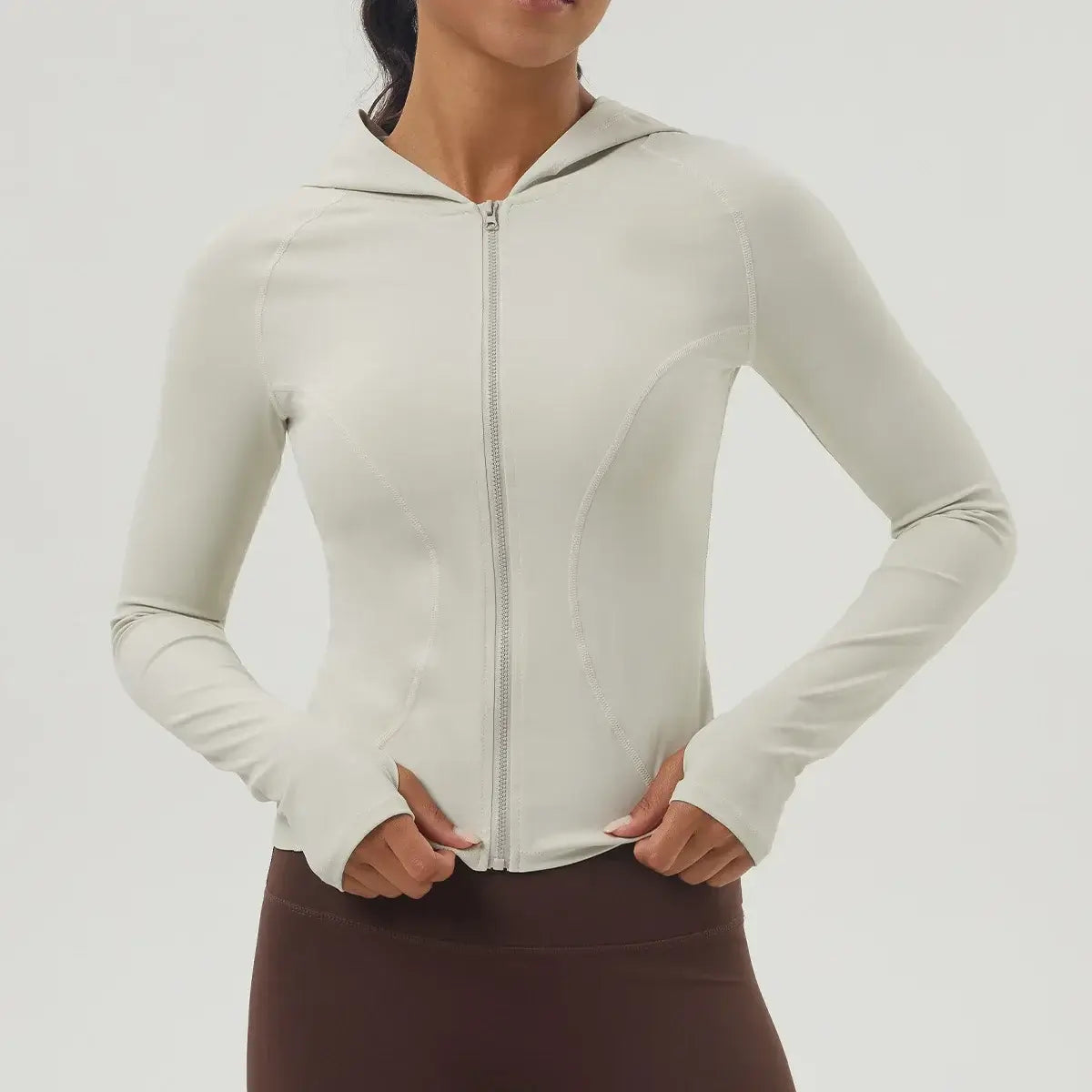 Women Slim Fit Hooded Fitness Jacket