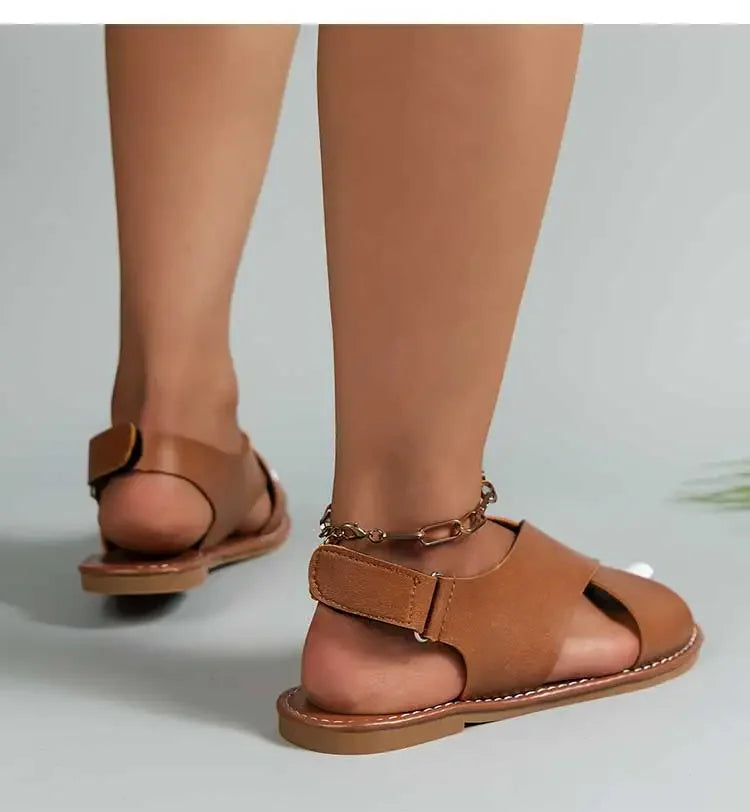 Women Soft Leather Flat Sandals Summer