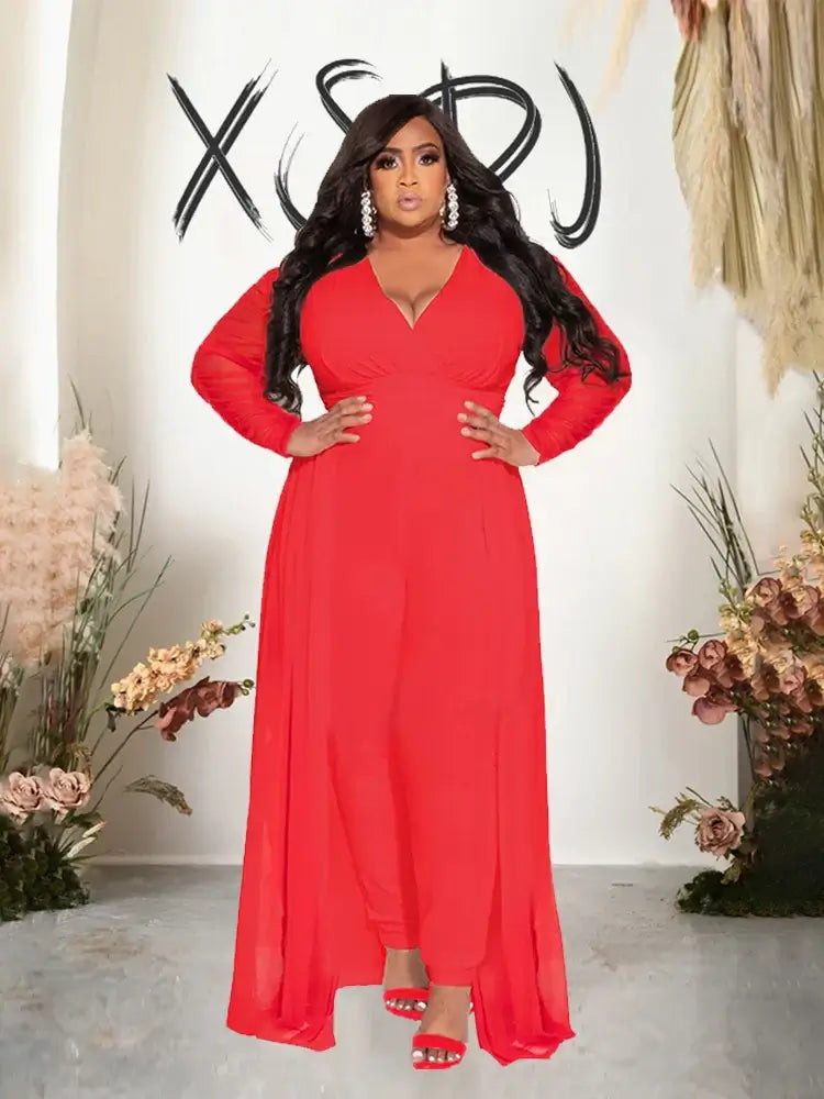 Women Mesh Lace Sleeve Pants Set