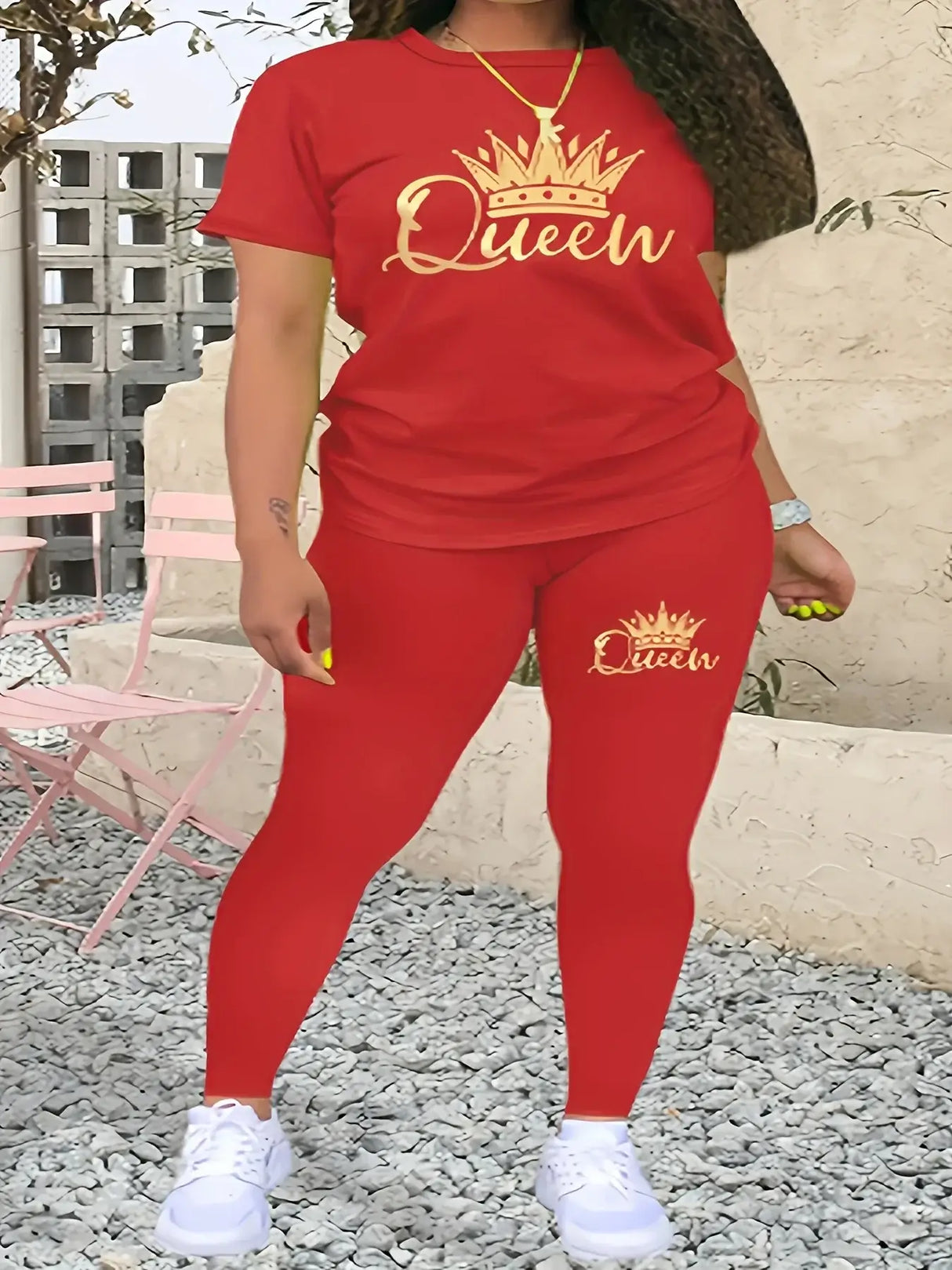 Women Plus Size Printed Casual Set