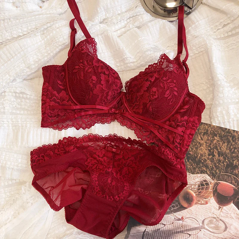 Women Hollow Lace Bra Set