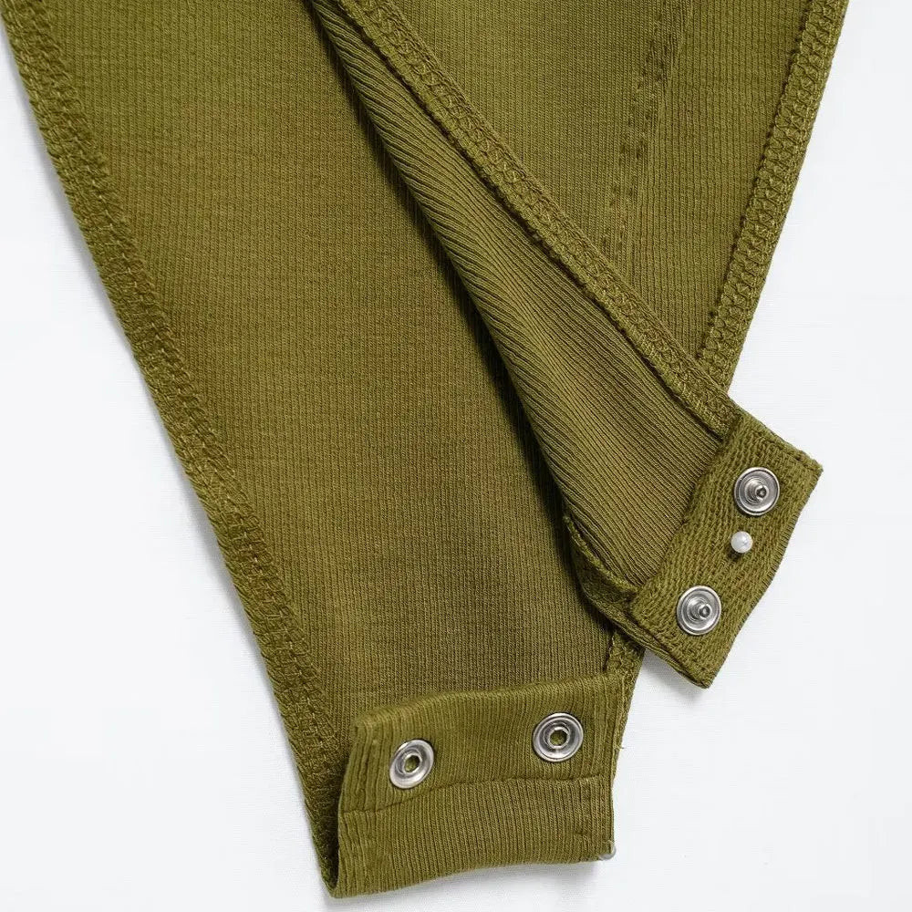 Women Ribbed Snap Button Bodysuit