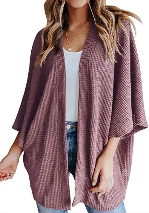 Women Oversized Waffle Knit Cardigan