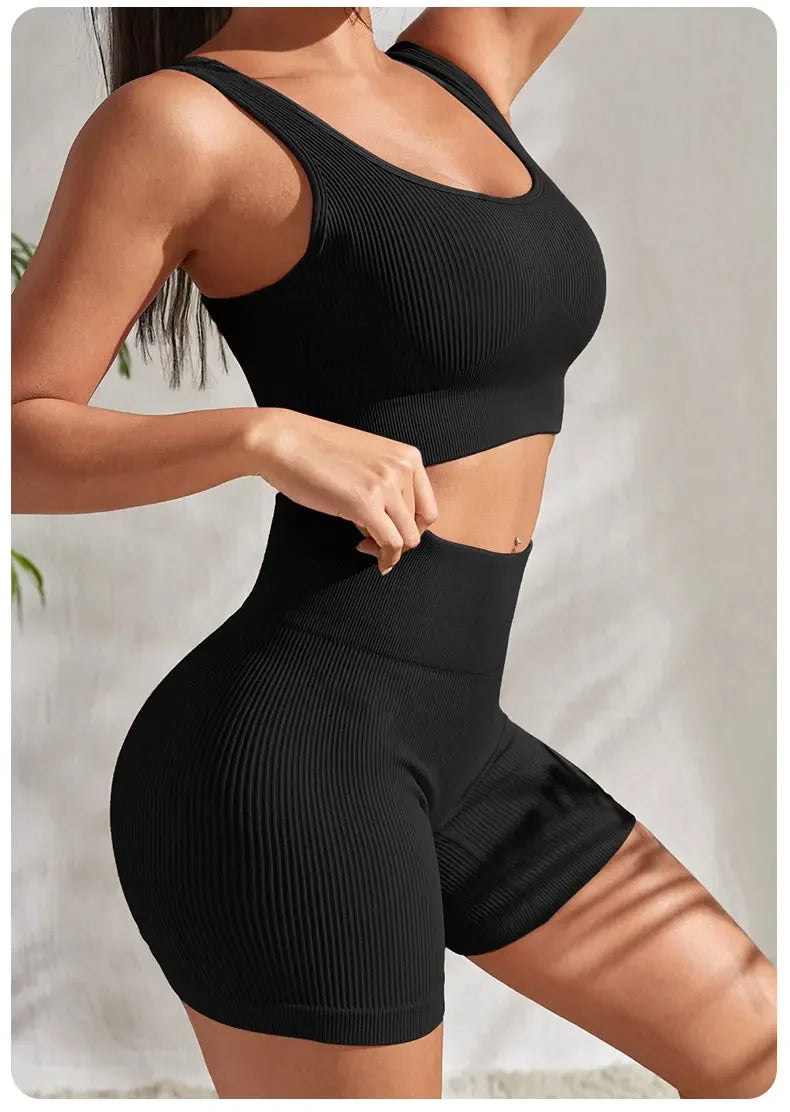 Women Seamless Ribbed Yoga Set