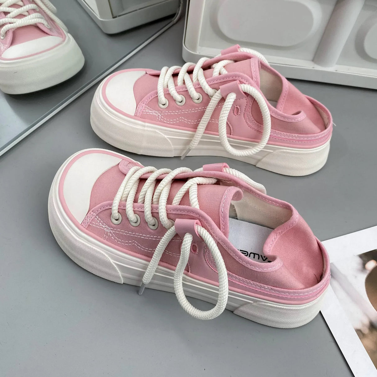 Women Canvas Sneakers Non Slip Lace Up Flats