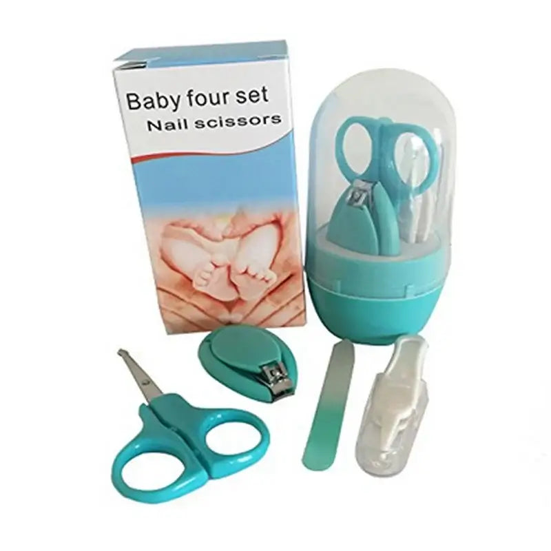 Newborn baby nail scissor set, includes clippers and file, safe for infants, ideal for ages 0-6 years, cartoon design.