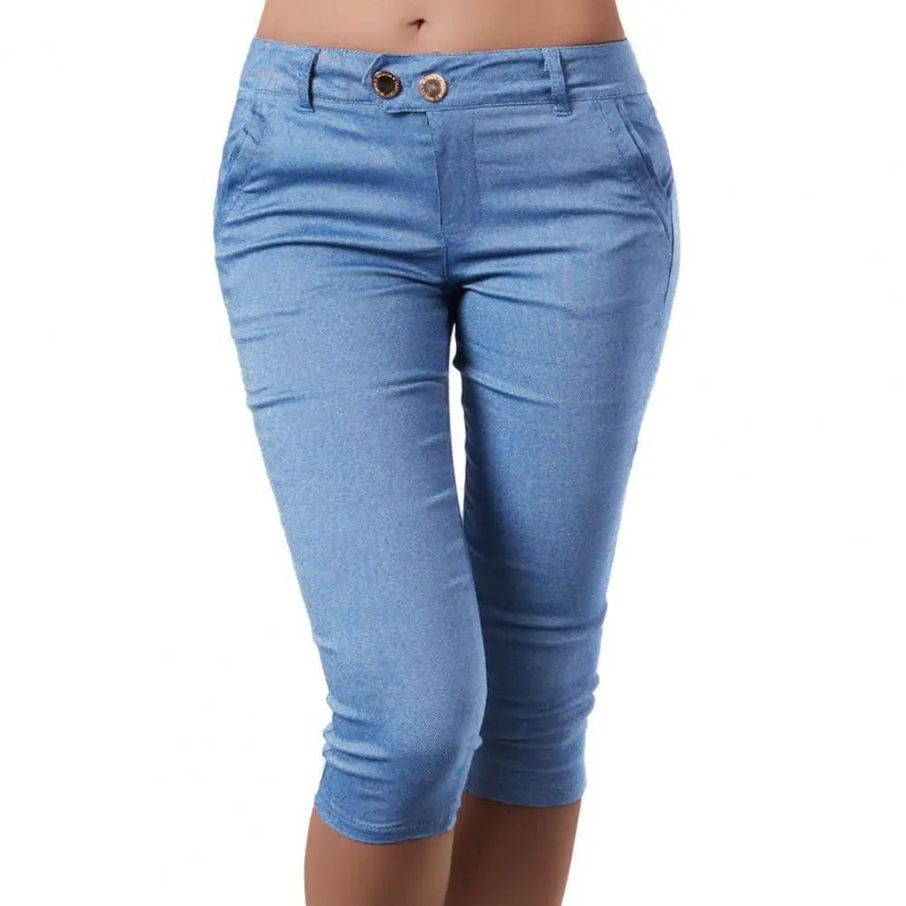 Women Mid Waist Slim Fit Capri Leggings