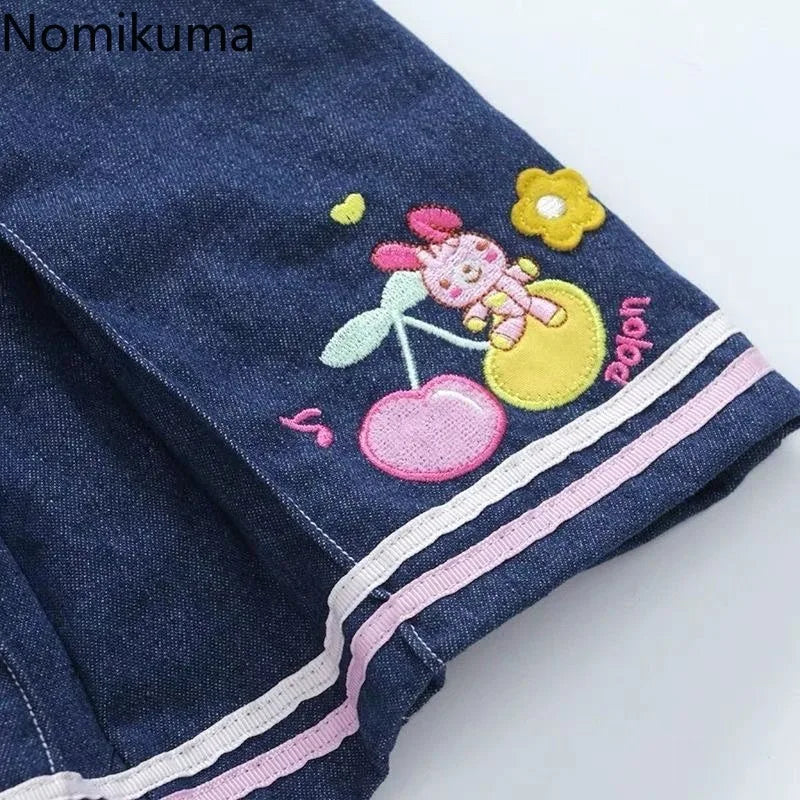 SweetCartoon™ – Embroidered Pleated Y2K Skirt (Cute A-line Faldas)