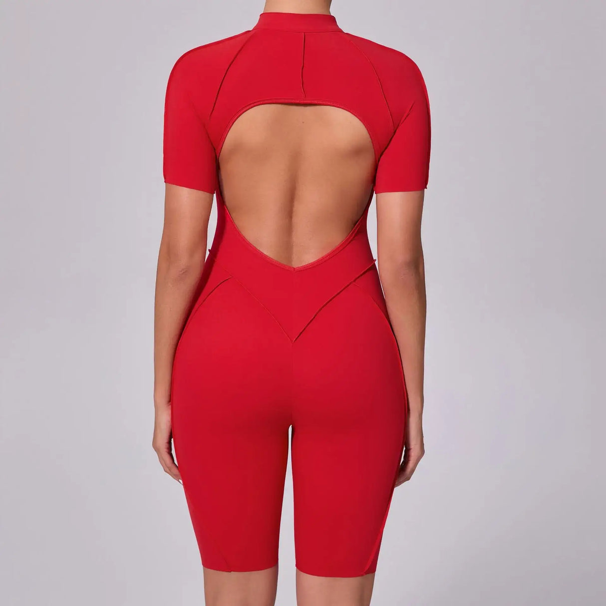 Women Sports Zipper Short Jumpsuit