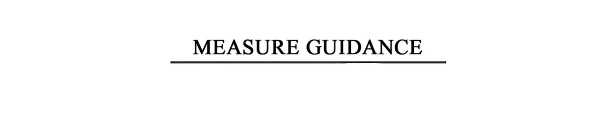 Measure guidance for selecting the right size for clothing items.