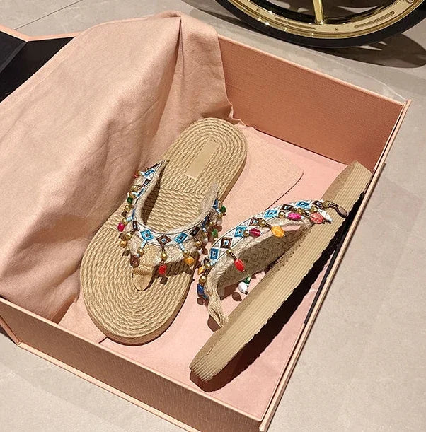 Women’s Low Heel Beach Sandals Non-Slip Slides