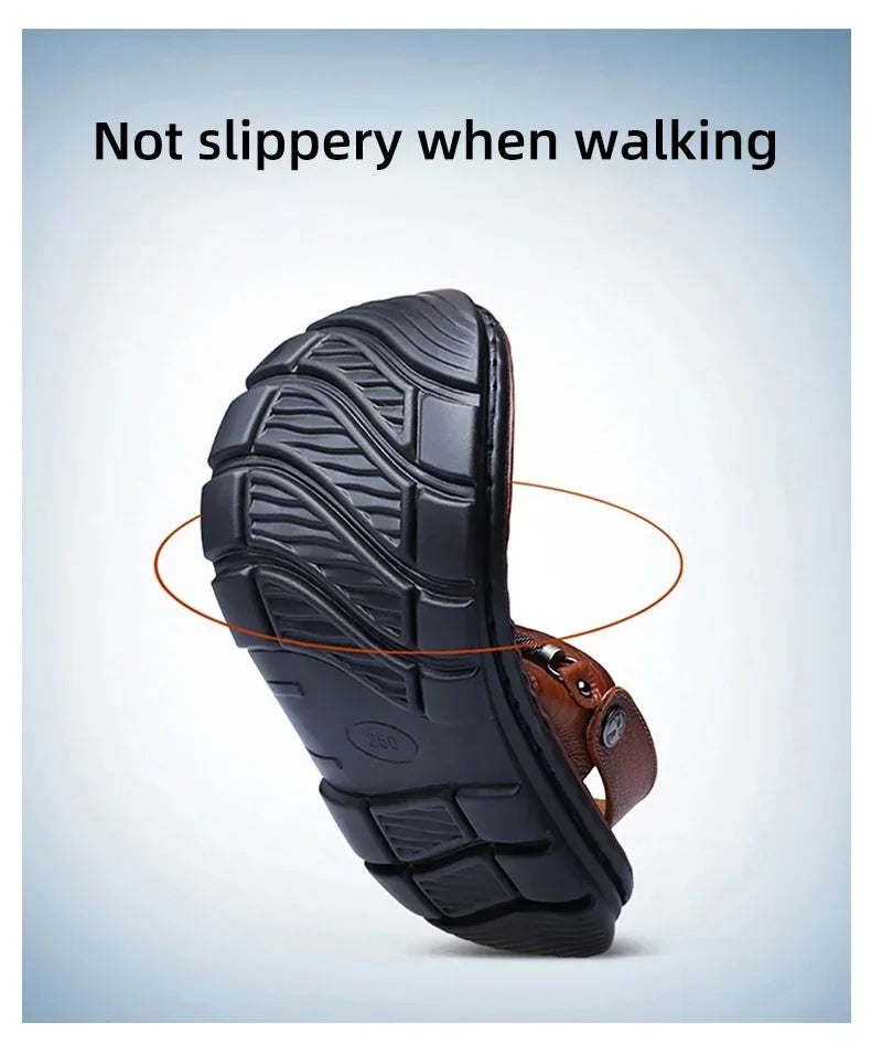 Men Leather Buckle Casual Sandals