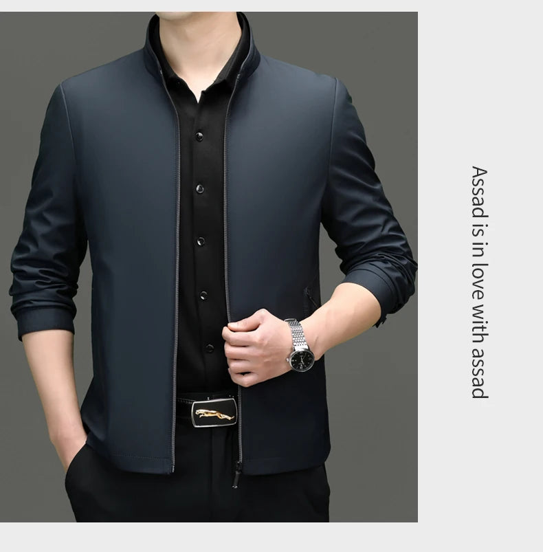 Men Stand Collar Zipper Jacket