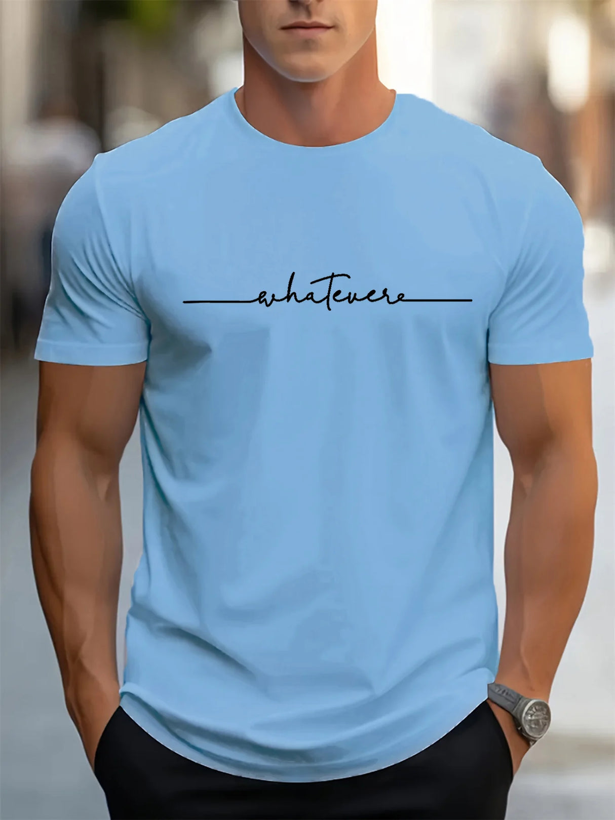 Men Letter Print Cotton Tee