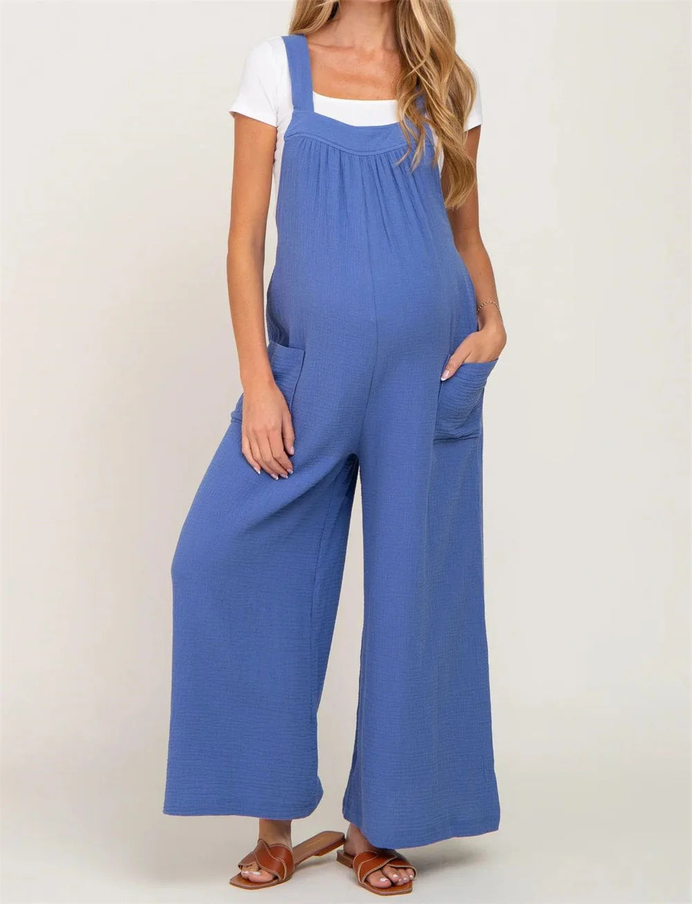 High Waist Lantern Sleeve Maternity Dress