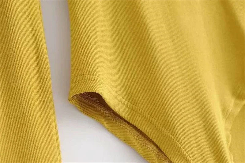 Women's Slim Fit Long Sleeve Bodysuit – Casual Streetwear Jumpsuit