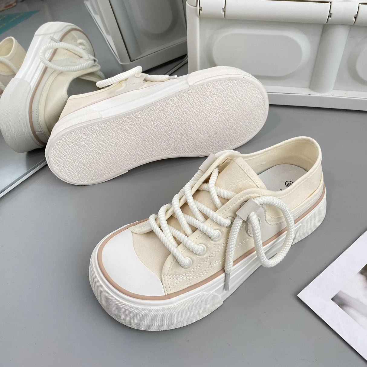 Women Canvas Sneakers Non Slip Lace Up Flats