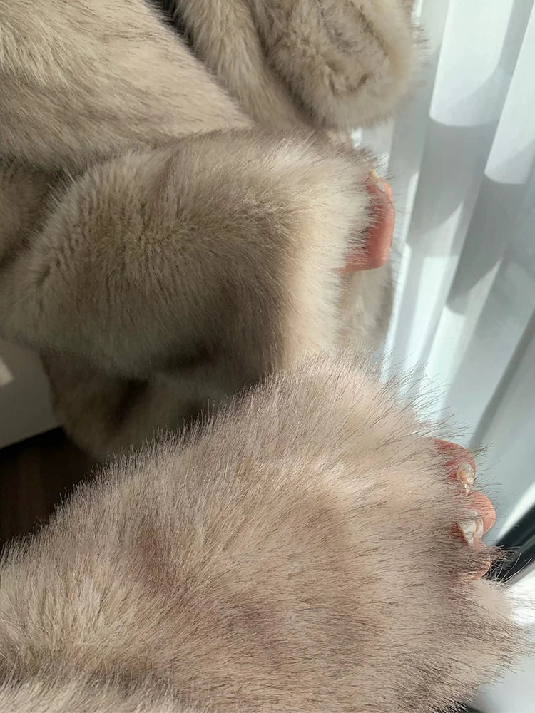 Oversized Faux Fox Fur Winter Coat