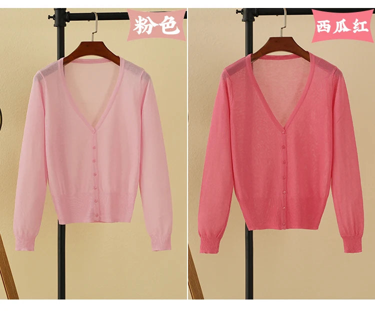 Korean V-Neck Cropped Cardigan Women's Sweater