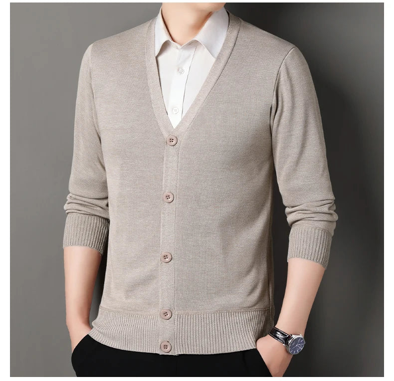 Men V-Neck Knit Cardigan
