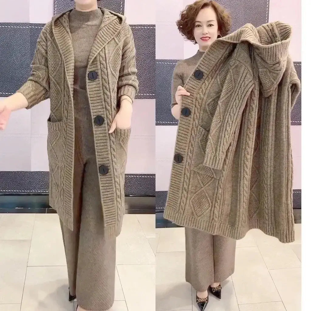 Women Twists Long Knit Cardigan