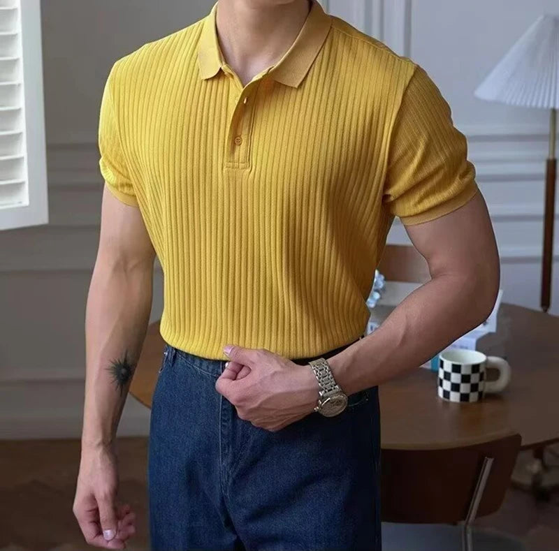 Men Stripe Polo Shirt