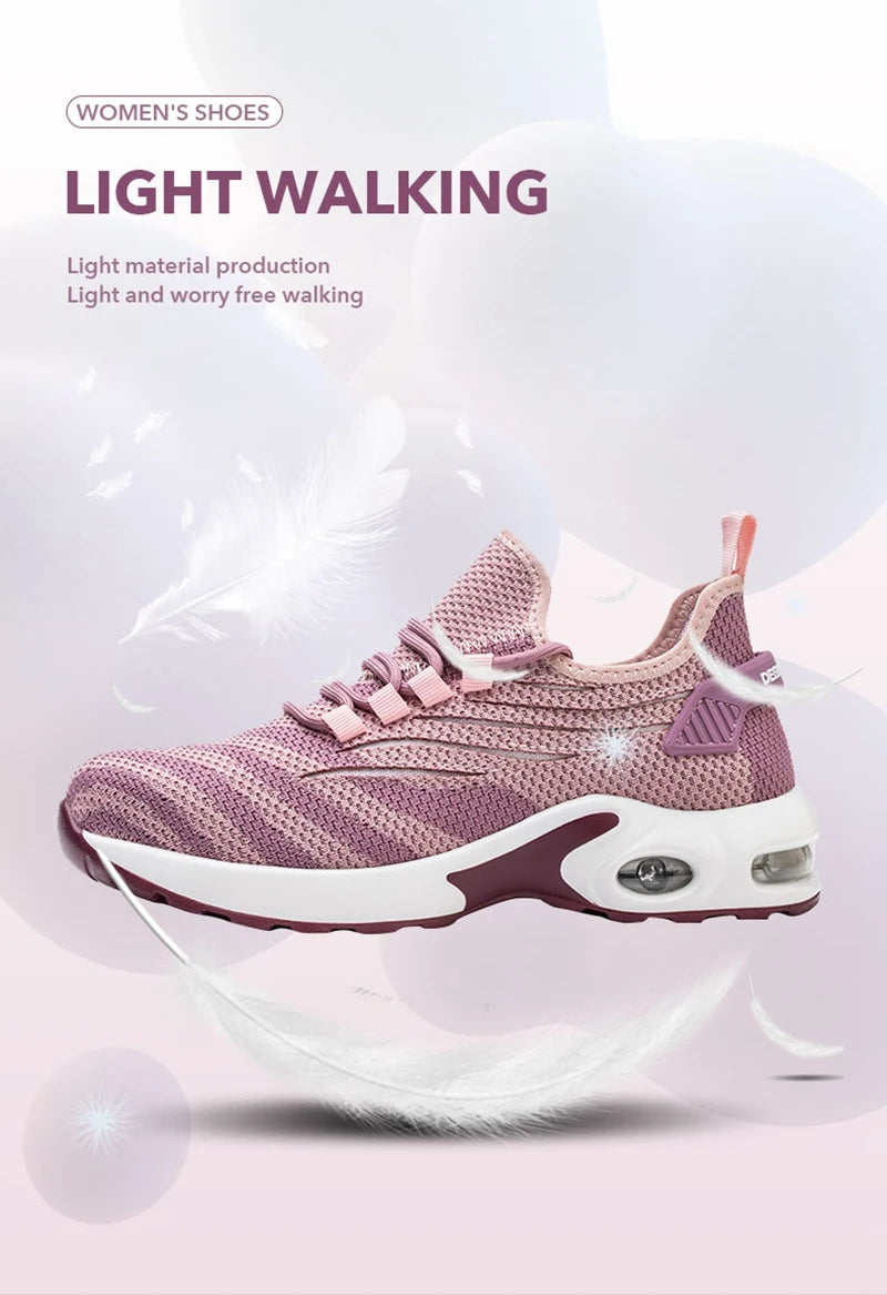 Women Safety Shoes Pink Steel Toe Sneakers
