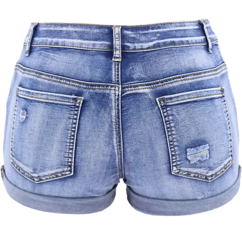 Women Split Mid Waist Denim Shorts