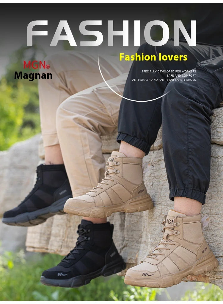 Women Safety Shoes Rotating Button Work Sneakers