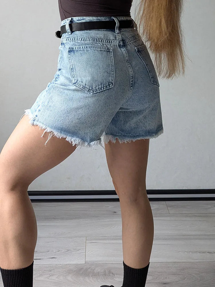 Women's Blue Casual Denim Shorts